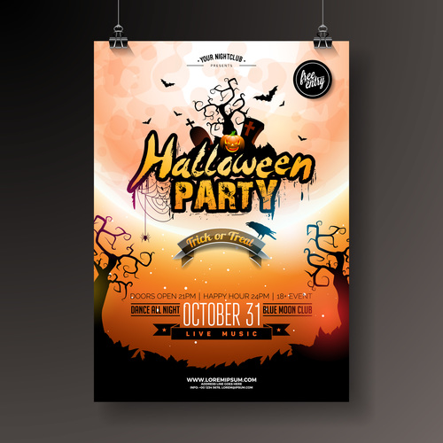 creative halloween party flyer template vector 02