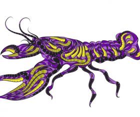 ethnic silhouette of lobster vectors material