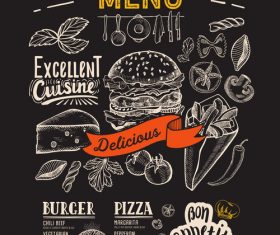 food restaurant blackboard menu template vector 01
