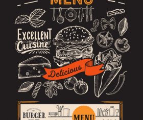 food restaurant blackboard menu template vector 02