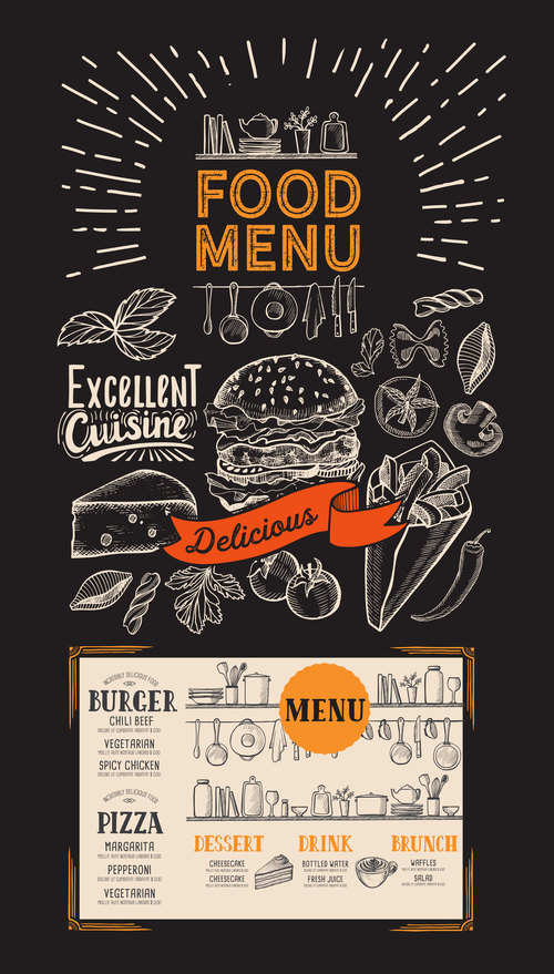 food restaurant blackboard menu template vector 02