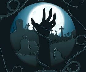 halloween cemetery background design vector