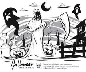 halloween doodle background design vector