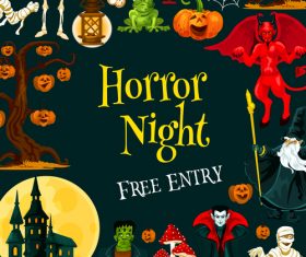 halloween horror night poster design vector 01