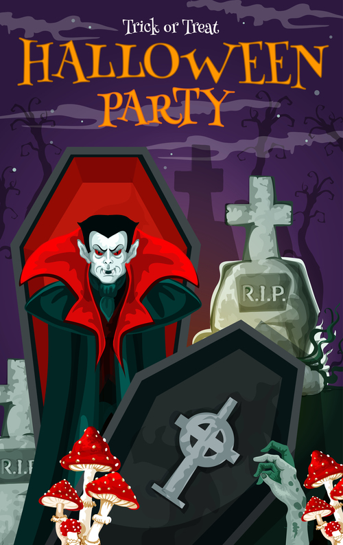 halloween horror night poster design vector 03