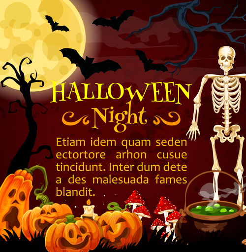 halloween horror night poster design vector 04