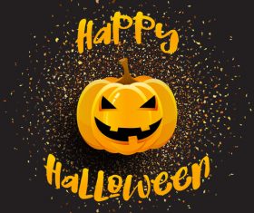 halloween pumpkin background with golden star light vector