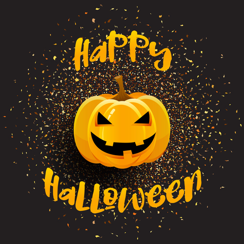 halloween pumpkin background with golden star light vector