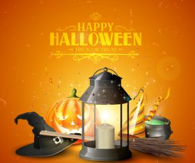 halloween traditional orange party flyer vector 02