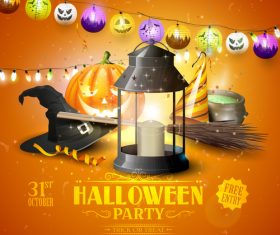 halloween traditional orange party flyer vector 03