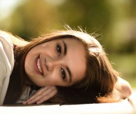 laugh happily girl Stock Photo