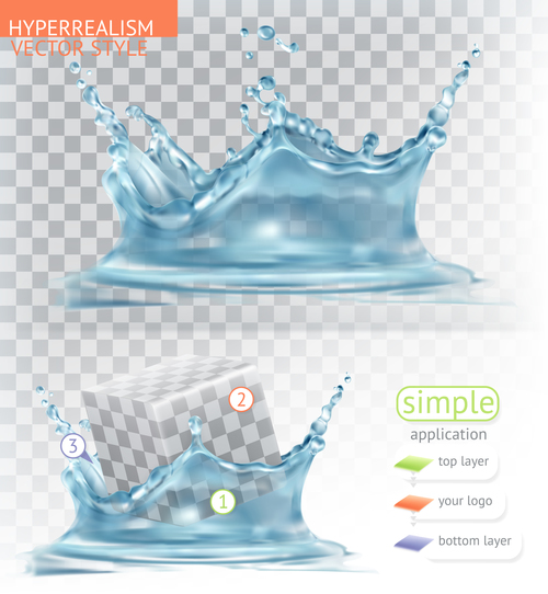 simple water splash with transparency vector style 01
