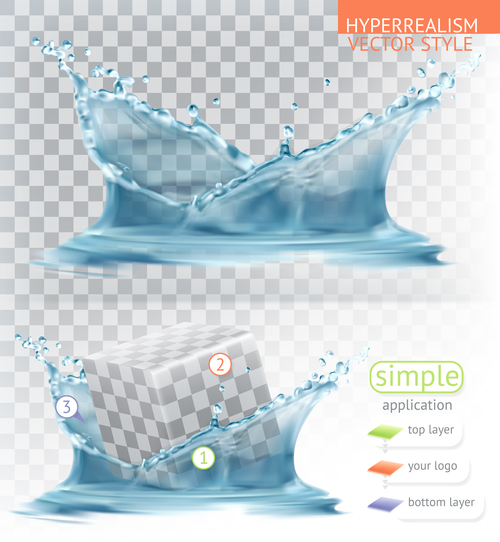 simple water splash with transparency vector style 02