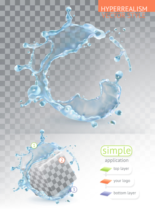 simple water splash with transparency vector style 03