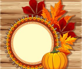 thanksgiving festvial card with wooden background vector