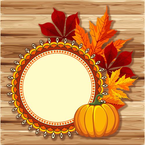 thanksgiving festvial card with wooden background vector