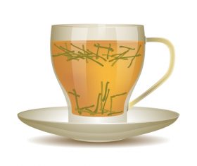 yellow tea with glass cup vector