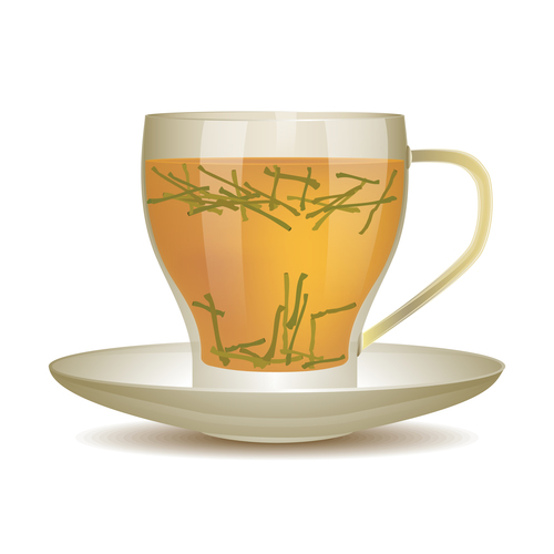 yellow tea with glass cup vector