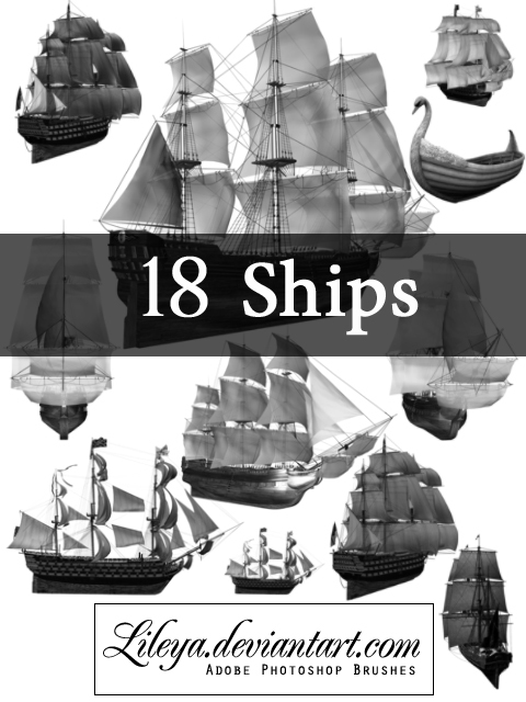 18 Kind Ships Photoshop Brushes