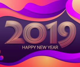 2019 Happy new year abstract colored background vector