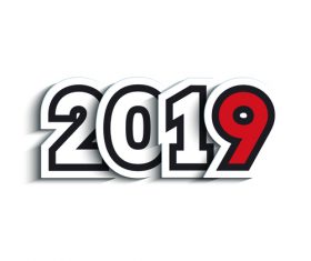 2019 New Year text sticker vectors
