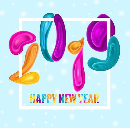 2019 colored text design with new year background vector