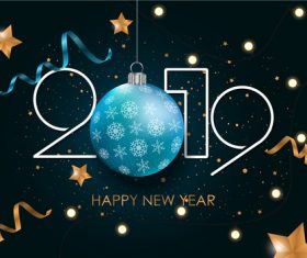 2019 new year background with christmas baubles vectors