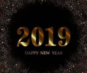 2019 new year background with golden stars light vector