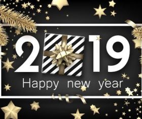 2019 new year with christmas black background vector
