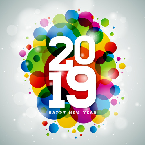 2019 new year design with modern abstract vector