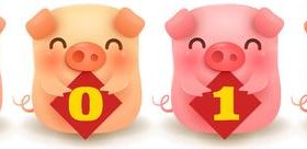 2019 new year of the pig vector design