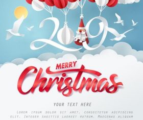 2019 new year paper design with christmas card vector