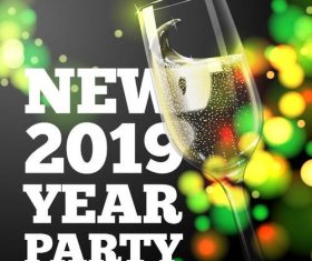 2019 new year party background with glass cup vector