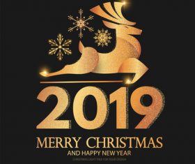 2019 new year with christmas dark background vector 03