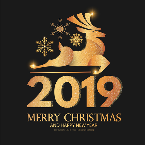 2019 new year with christmas dark background vector 03