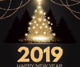 2019 new year with christmas dark background vector 04