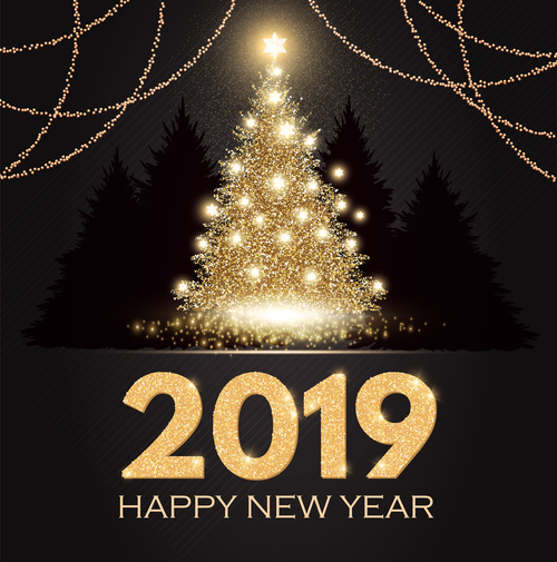 2019 new year with christmas dark background vector 04