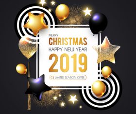 2019 new year with christmas dark background vector 05