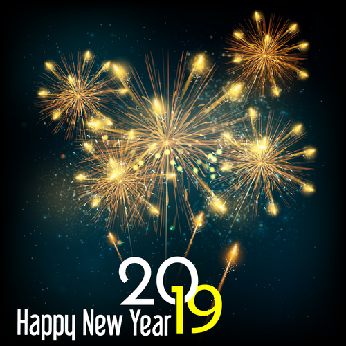 2019 new year with christmas dark background vector 06