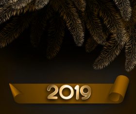 2019 new year with christmas dark background vector 08