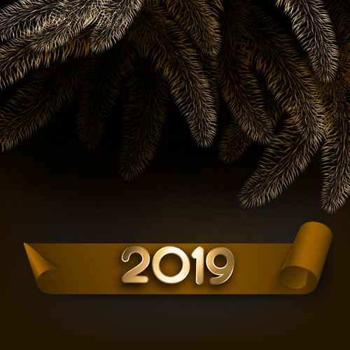 2019 new year with christmas dark background vector 08