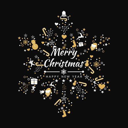 2019 new year with christmas dark background vector 09