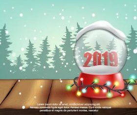 2019 new year with christmas elements vector