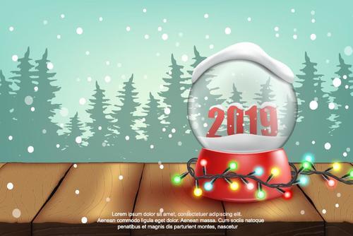 2019 new year with christmas elements vector