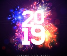 2019 new year with firework background vectors 01