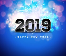 2019 new year with firework background vectors 02