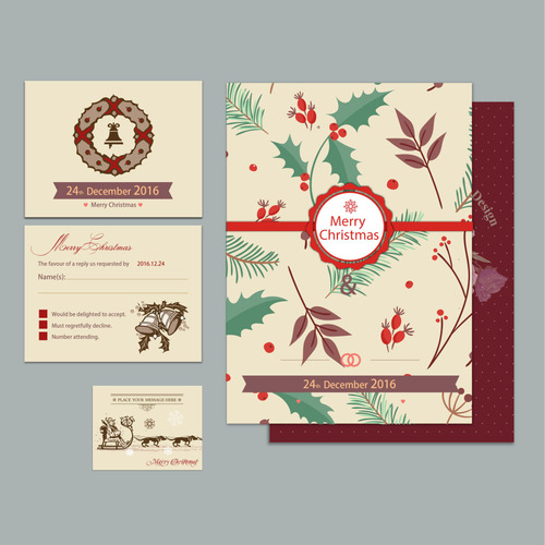 3 Christmas invitation cards vector