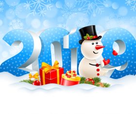 3D 2019 text design with christmas background vector 03