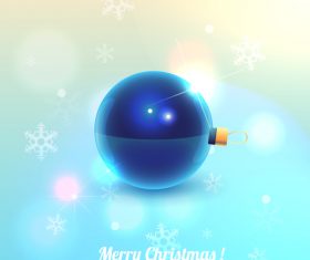 3D blue christmas ball with snow background vector