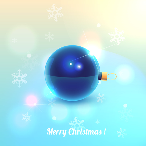 3D blue christmas ball with snow background vector